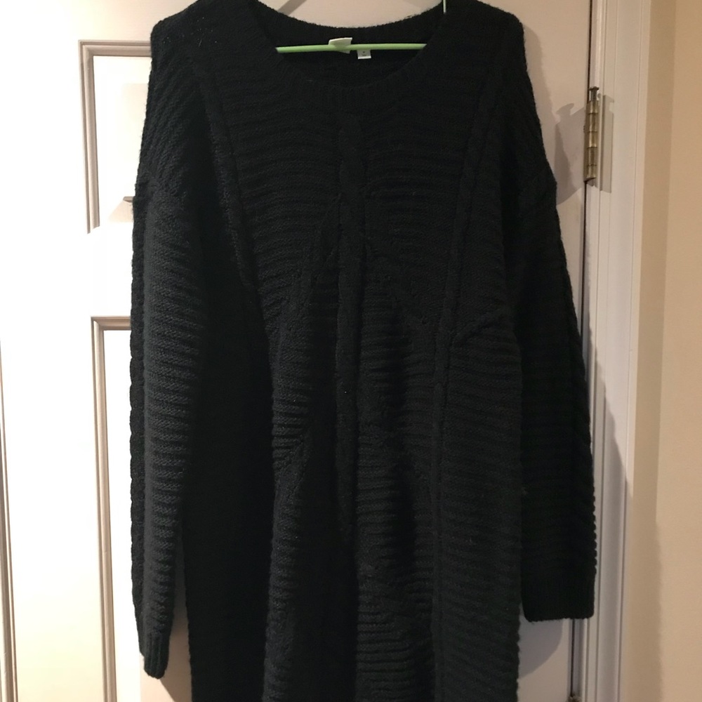 Gap cable knit black sweater dress